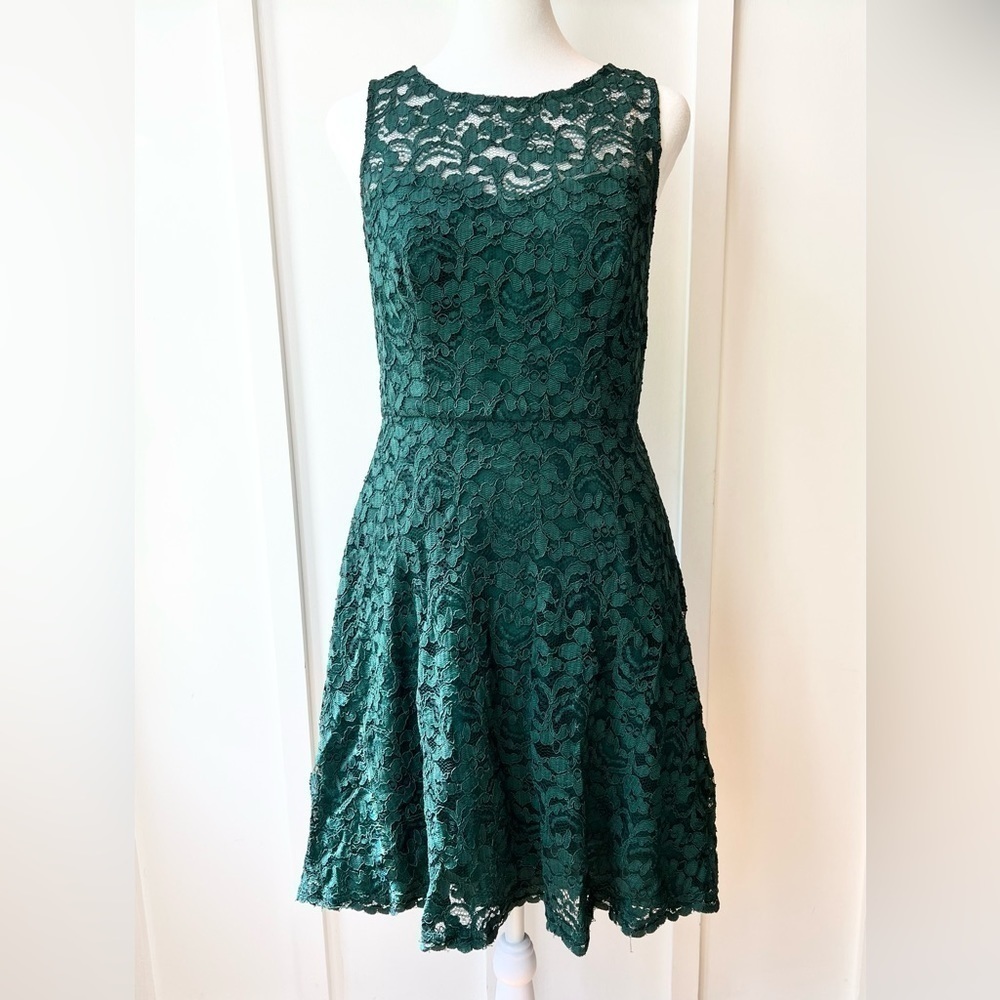 Wedding Guest Summer Dress Green Lace Sz 6 Romantic Fairy Coquette Davids Bridal - Picture 2 of 10